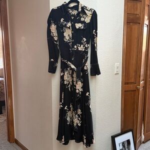 Massimo Dutti Black Floral Maxi Dress